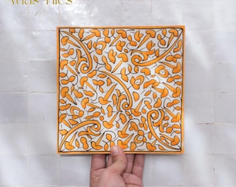 20x20Cm Ceramic Tile,  Moroccan Ceramic Tiles, Handpainted Piece of Ceramic, Ceramic Wall, Decorative Wall.