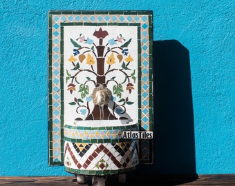 Mosaic Fountain Handmade for Outdoor Patio,Handmade Furniture,Handcrafted Mosaic Fountain,Mosaic Decor,Unique Ddesign;Wall Mosaic Decor