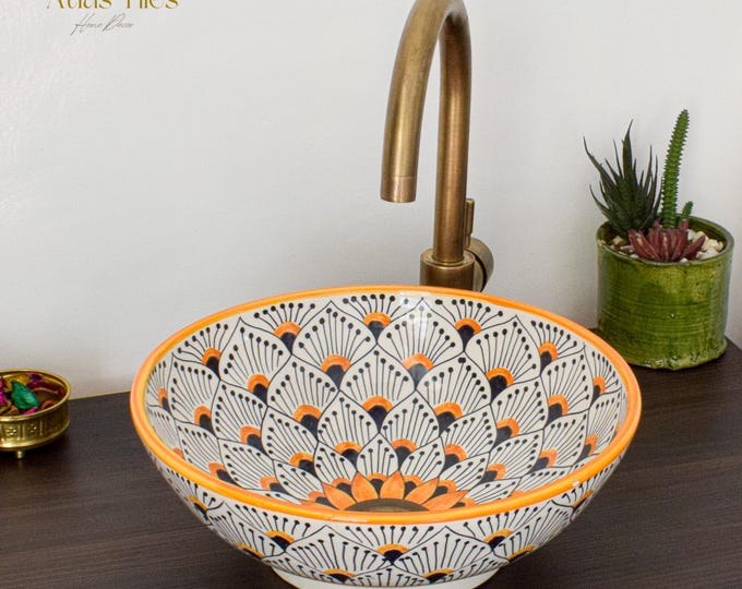 Ceramic Sink for Bathroom 100% Handmade,Best Deals Etsy,Vessel Sink,Custom Sink Vanity,Pottery Handmade Sinks for Bathroom Decoration.
