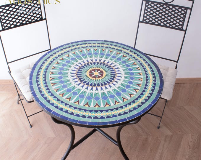 Mosaic Outdoor Ceramic Table for Patio,Indoor Mosaic Table,Customizable Tile Design,Handcrafted Table,Tile Decor,Dining Table,Bistro Table