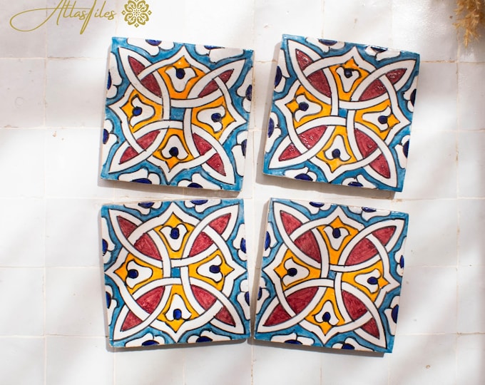 10x10Cm Ceramic Tile,  Moroccan Ceramic Tiles, Handpainted Piece of Ceramic, Ceramic Wall, Decorative Wall.