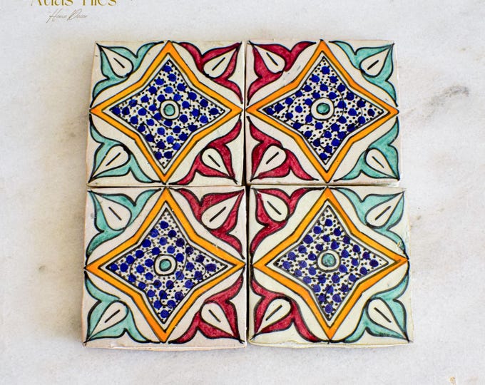 10x10Cm Ceramic Tile,  Moroccan Ceramic Tiles, Handpainted Piece of Ceramic, Ceramic Wall, Decorative Wall.