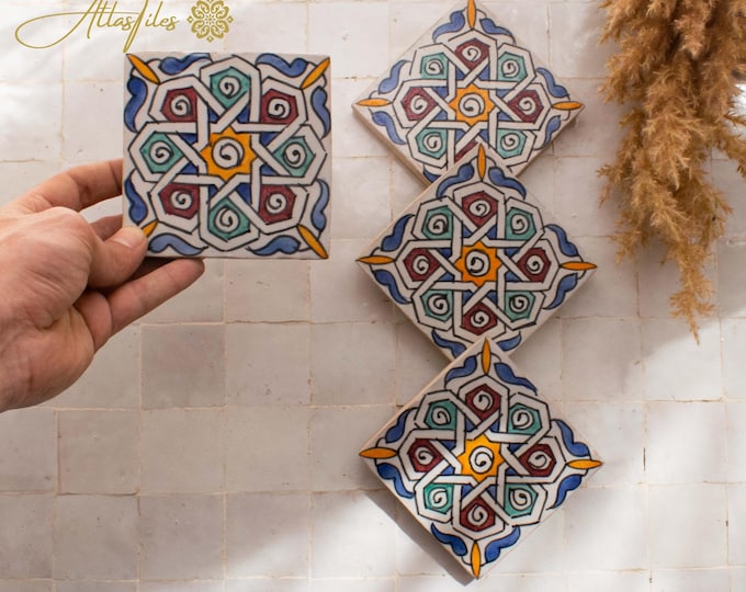 10x10Cm Ceramic Tile,  Moroccan Ceramic Tiles, Handpainted Piece of Ceramic, Ceramic Wall, Decorative Wall.