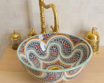 Ceramic Sink for Bathroom 100% Handmade,Best Deals Etsy,Vessel Sink,Custom Sink Vanity,Pottery Handmade Sinks for Bathroom Decoration.