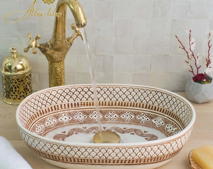Brown Ceramic Sink for Bathroom 100% Handmade,Best Deals Etsy,Vessel Sink,Custom Sink Vanity,Pottery Handmade Sinks for Bathroom Decoration.