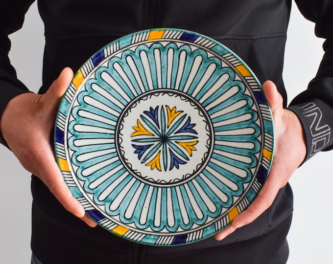 30cm Handcrafted Pottery Plate, Handmade Ceramic , Moroccan Plates, Dinning Plates, Serving Plates, Kitchen Decor, Kitchen Material, Gift