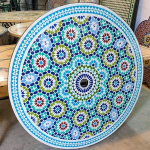 los angeles mosaic umbrella patio tables DYRJDJWIDHW Bistro Table Outdoor Dining Tables,Metal Table ,Outdoor Table with Hole,Outside Table,Small Outdoor Table,Blue and White 23.6" : Patio, Lawn & Garden beautiful and sturdy Mosaic Tile Patio Table With