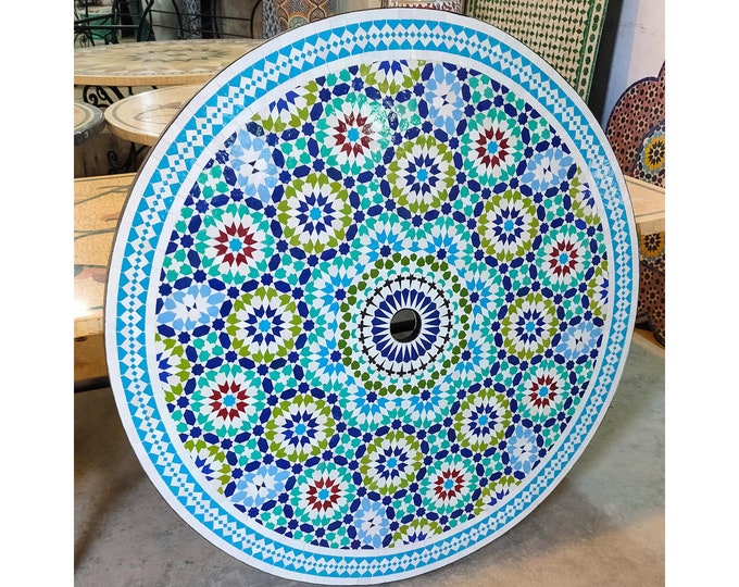 Dinner Mosaic Table for Outdoor Patio,Mosaic Table,Ceramic Table,Indoor & Outdoor Mosaic Table,Handcrafted Table,Personalized Tile Design