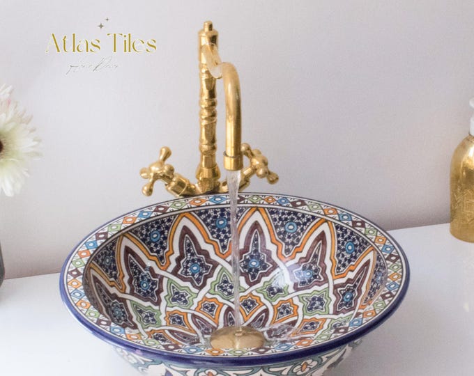 Handmade Ceramic sink  ,Hand painted bathroom ceramic washbasin,Bathroom Equipement,Custom Luxury handmade counter top basin,