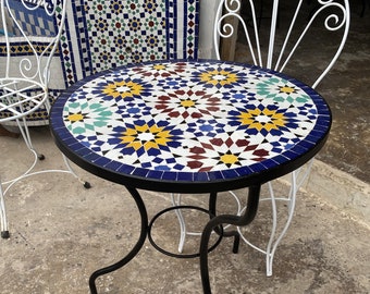 Dinner Mosaic Table for Outdoor Patio,Mosaic Table,Ceramic Table,Indoor & Outdoor Mosaic Table,Handcrafted Table,Personalized Tile Design