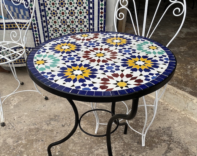 Dinner Mosaic Table for Outdoor Patio,Mosaic Table,Ceramic Table,Indoor & Outdoor Mosaic Table,Handcrafted Table,Personalized Tile Design