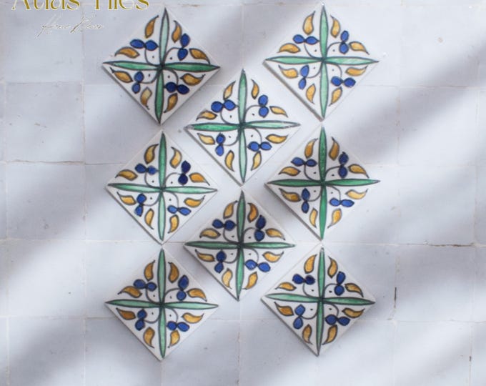 5x5 Cm Ceramic Tile,  Moroccan Ceramic Tiles, Handpainted Piece of Ceramic, Ceramic Wall, Decorative Wall.