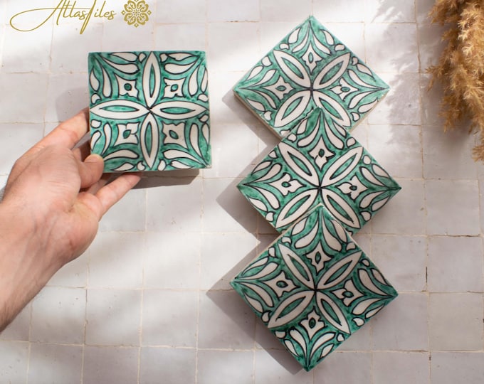 10x10Cm Ceramic Tile,  Moroccan Ceramic Tiles, Handpainted Piece of Ceramic, Ceramic Wall, Decorative Wall.