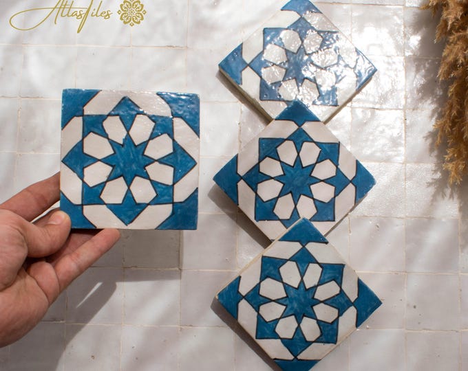 10x10Cm Ceramic Tile,  Moroccan Ceramic Tiles, Handpainted Piece of Ceramic, Ceramic Wall, Decorative Wall.
