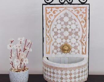 Small Cute Fountain for Outdoor Patio, 100% Handmade Mosaic Fountain,Customizable Couple Gift,Home decoration