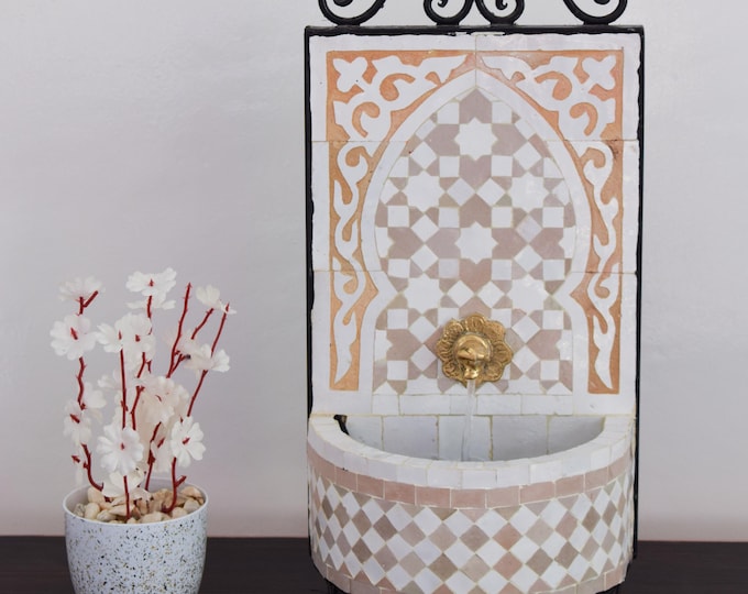 Small Cute Fountain for Outdoor Patio, 100% Handmade Mosaic Fountain,Customizable Couple Gift,Home decoration