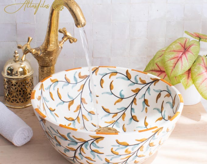 Handmade Ceramic sink  ,Hand painted bathroom ceramic washbasin,Bathroom Equipement,Custom Luxury handmade counter top basin,