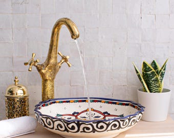 Ceramic Sink for Bathroom 100% Handmade,Best Deals Etsy,Vessel Sink,Custom Sink Vanity,Pottery Handmade Sinks for Bathroom Decoration.