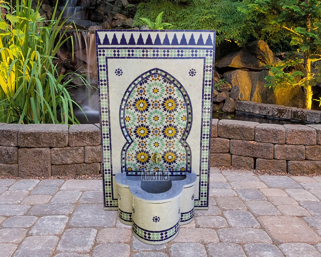 Fuente de azulejos para jardín angelical, envío gratis, fuente de azulejos  andaluza, fuente de pared, fuente hecha a mano, decoración para patio, ..., image size:1080x864