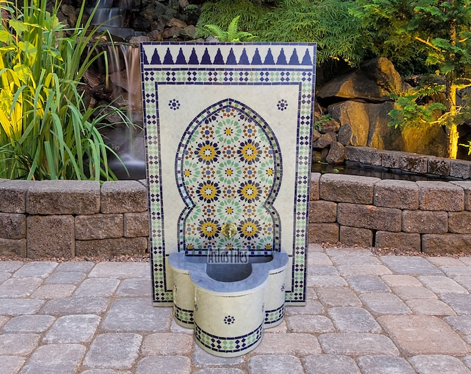 Angelic Garden Tile Fountain,Free Shipping, Andalusian Tile Fountain,Wall Mounted Fountain, Handmade Fountain,Patio Outdoor & Indoor decor