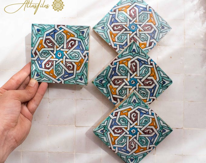 10x10Cm Ceramic Tile,  Moroccan Ceramic Tiles, Handpainted Piece of Ceramic, Ceramic Wall, Decorative Wall.