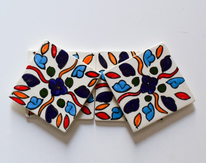 10x10Cm Ceramic Tile,  Moroccan Ceramic Tiles, Handpainted Piece of Ceramic, Ceramic Wall, Decorative Wall.