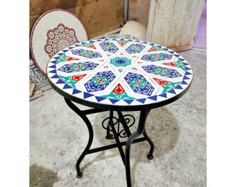 Table for coffee or patio, Handmade Table from Moroccan Tiles, Natural Colors, Perfect gift for her, Cute Barbarian Table