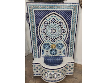 Elegant Mosaic Fountain for Outdoor Patio,Mid-Age Wall Water Fountain Memento,Moroccan Zellige Handmade Zellige,Customizable Gift