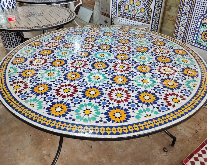 Mosaic Outdoor Table for Patio,Ceramic Table,Indoor Mosaic Table,Customizable Tile Design,Handcrafted Table,Tile Decor,Dining Table