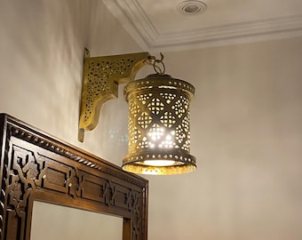 Wall Pending Brass Lightining for home decor, Moroccan Brass Lamp, Handmade Brass Lamp, Dinner room Light, Magestic Lantern Shade
