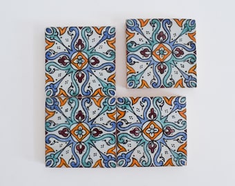 10x10Cm Ceramic Tile,  Moroccan Ceramic Tiles, Handpainted Piece of Ceramic, Ceramic Wall, Decorative Wall.