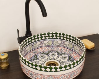 Ceramic Sink for Bathroom 100% Handmade,Best Deals Etsy,Vessel Sink,Custom Sink Vanity,Pottery Handmade Sinks for Bathroom Decoration.