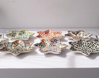 Set of 8 Hexagonal 27 cm Handpainted Plate, Handcrafted Pottery Plate, Dinning Plates, Serving Plates, Kitchen Decor, Kitchen Material