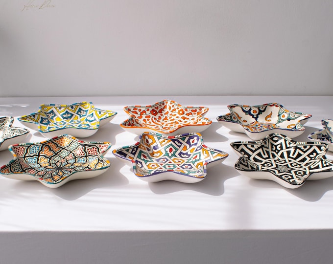 Set of 8 Hexagonal 27 cm Handpainted Plate, Handcrafted Pottery Plate, Dinning Plates, Serving Plates, Kitchen Decor, Kitchen Material