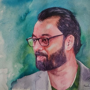 Birthday gift custom portrait from photo. Original watercolor commission painting. Father&#39;s day gift idea. Wedding unique gift idea