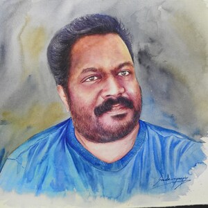 Hand-painted watercolor  portrait from photo - Custom family portrait, Personalised couples portrait, wedding portrait,father&#39;s day gift.