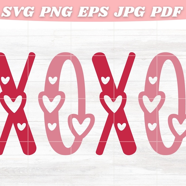 XOXO Heart Svg File for Cricut, Kisses and Hug SVG Heat Transfer, Infusible Ink SVG Shirt Design, Valentine Day Svg, Car Decal Svg for Vinyl