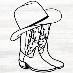 Cowboylaarzen en hoed SVG-bestand voor Cricut, rodeo SVG-bestand downloaden, Cowgirl Boots Svg voor Silhouette, auto sticker Svg Vinyl, Country Girl Svg