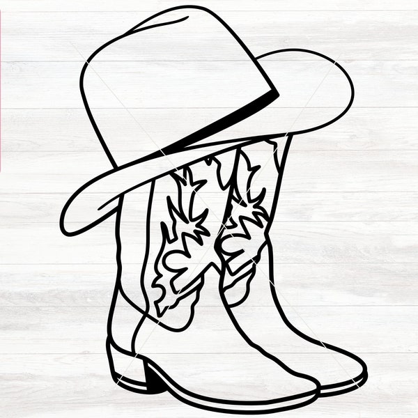 Cowboy Boots and Hat SVG File for Cricut, Rodeo SVG File Download, Cowgirl Boots Svg for Silhouette, Car Decal Svg Vinyl, Country Girl Svg