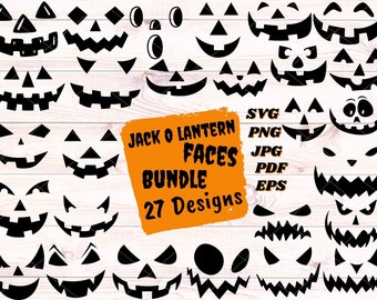 Pumpkin Face SVG Bundle for Cricut, Jack o Lantern SVG for Silhouette, Halloween Pumpkin SVG File Download, Cute Pumpkin Face Svg for Vinyl