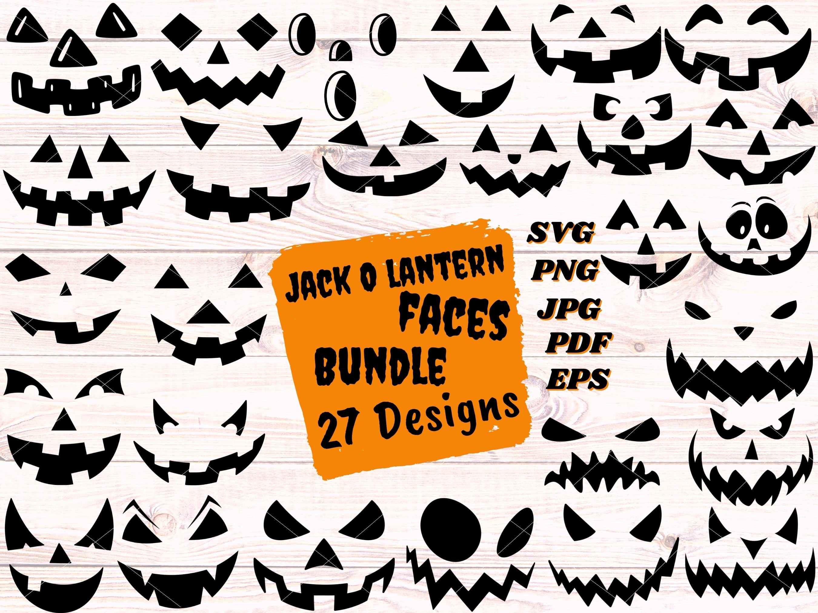 Pumpkin Face SVG Bundle for Cricut, Jack O Lantern SVG for Silhouette ...