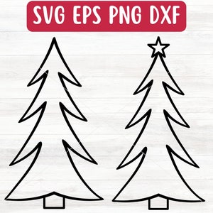 File SVG del contorno dell'albero di Natale per Cricut, pacchetto SVG del contorno dell'albero di pino, download digitale
