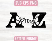 Butterfly Alphabet SVG Bundle for Cricut, Butterfly Letters SVG Vector, Monogram SVG for Girls, Digital Download
