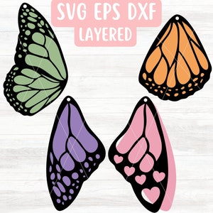 Lot de boucles d'oreilles papillon monarque pour Cricut, boucles d'oreilles en couches SVG pour Glowforge, fichier découpé au laser, boucle d'oreille en similicuir, téléchargement de fichier SVG