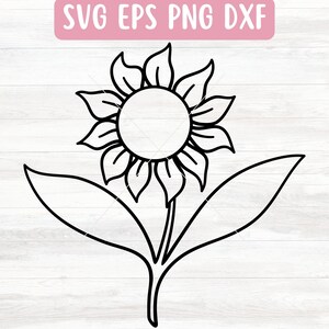 Fichier SVG tournesol simple pour Cricut, contour tournesol SVG pour Silhouette, téléchargement de fichier SVG tournesol tige, vecteur Svg fleur mignonne