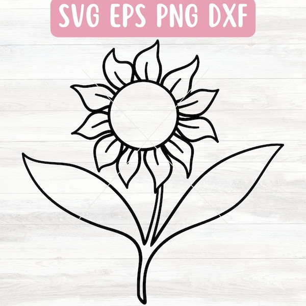 Sunflower SVG Black and White, Sunflower Bouquet Svg File for Cricut, Sunflower Stem SVG for Vinyl, Digital Download, Car Decal Svg