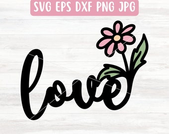Love SVG File for Cricut, Valentines Day SVG for Silhouette, Love Flower SVG File Download, Layered Svg for Vinyl,