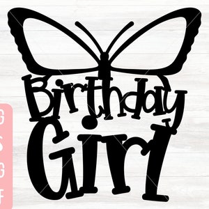 Anniversaire fille papillon fichier SVG pour Cricut, papillon pour gâteau, vecteur SVG, papillon décoration de fête d'anniversaire SVG téléchargement numérique