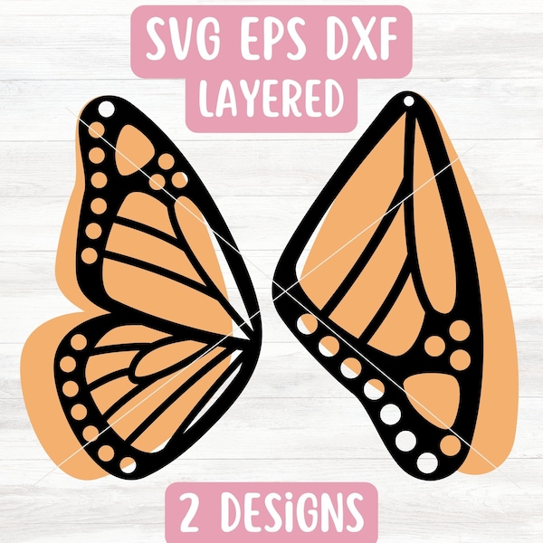 Monarch Butterfly Earring SVG for Glowforge, Layer Earring SVG File for Cricut, Laser Cut File, Wooden Earring SVG, Fairy Wing Earring Svg