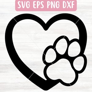 Impression de patte coeur fichier SVG pour Cricut, cadeau SVG chat Saint-Valentin, amoureux des chiens SVG pour vinyle, téléchargement du fichier Svg amoureux des animaux, sticker voiture Svg